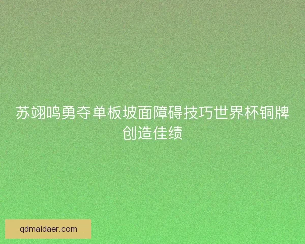 苏翊鸣勇夺单板坡面障碍技巧世界杯铜牌创造佳绩