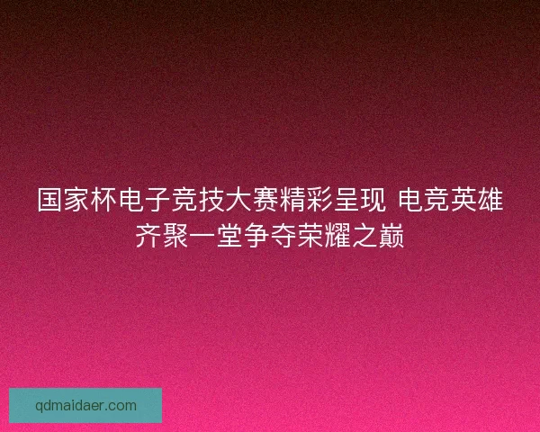 国家杯电子竞技大赛精彩呈现 电竞英雄齐聚一堂争夺荣耀之巅